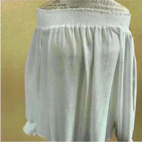 Ramy Brook Off The Shoulder Long Sleeve Sheer White Top Size M/L - Picture 8 of 13